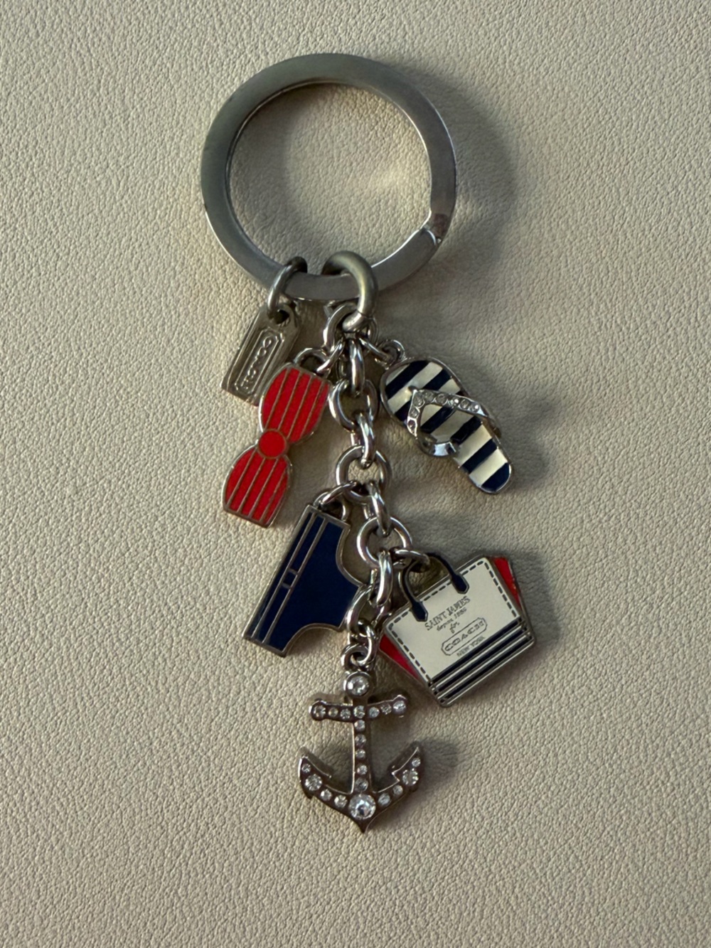 RARE - Coach - St Saint James - Nautical Metal - Keychain Fob Charm - Red Blue